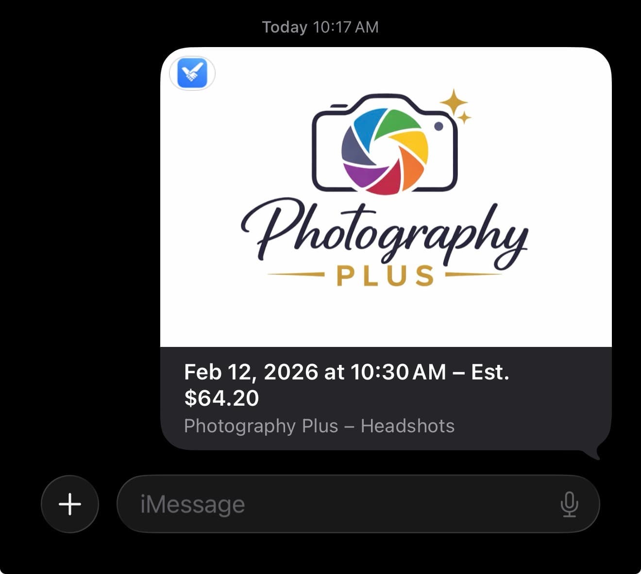 FieldWorks interactive quote sent via iMessage with Apple Pay